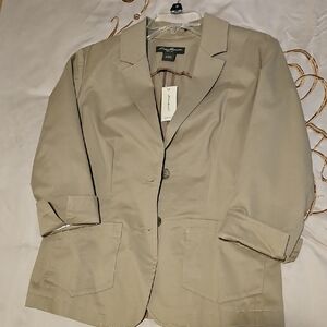 EDDIE BAUER - Khaki Blazer with Notched Lapel, SIZE 8